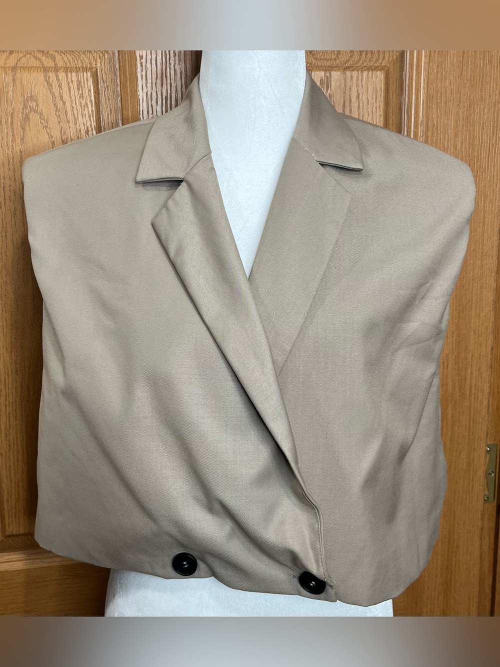 Nasty Gal Taupe Cropped Double-Breasted Vest Pantsuit